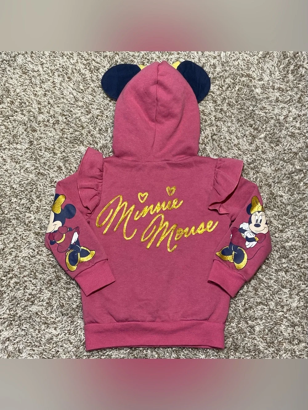 DISNEY JUNIOR Size 3T Minnie Mouse Pink Gold Glitter One Of A Kind 2-Piece Fit
